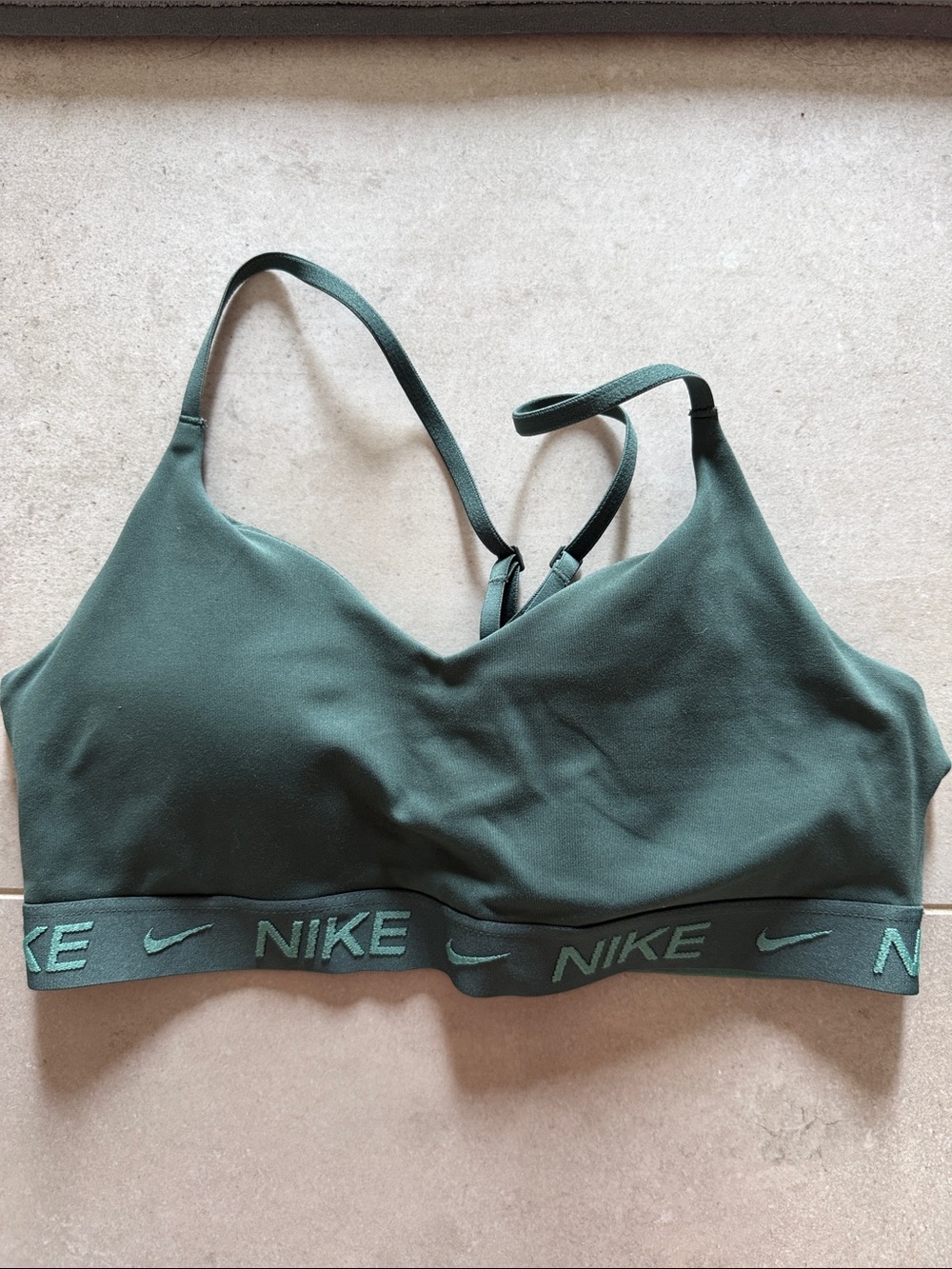Nike Dark Green Sports Bralette with Logo Band